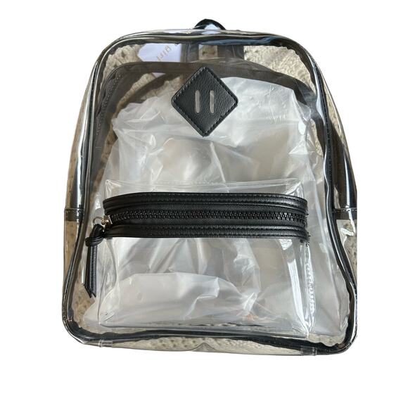 Madden Girl Clear and Black Vinyl Backpack NEW - Picture 1 of 4